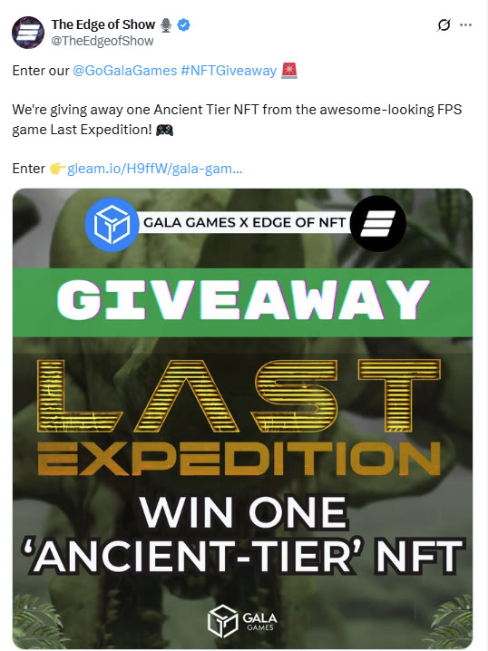 Gala Games giveaway post