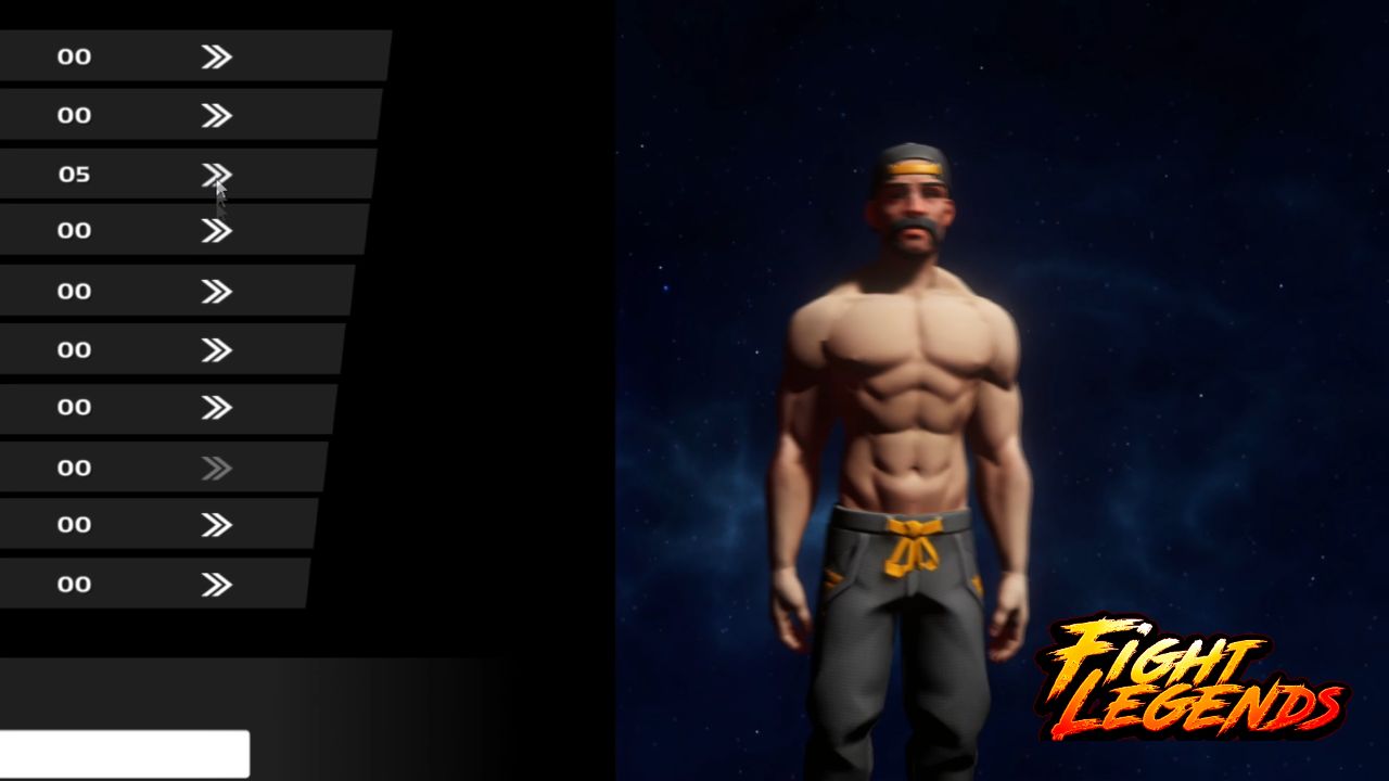 Fight Legends character-creation interface