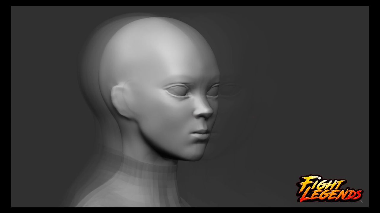 Early gray 3D character model from Fight Legends development footage