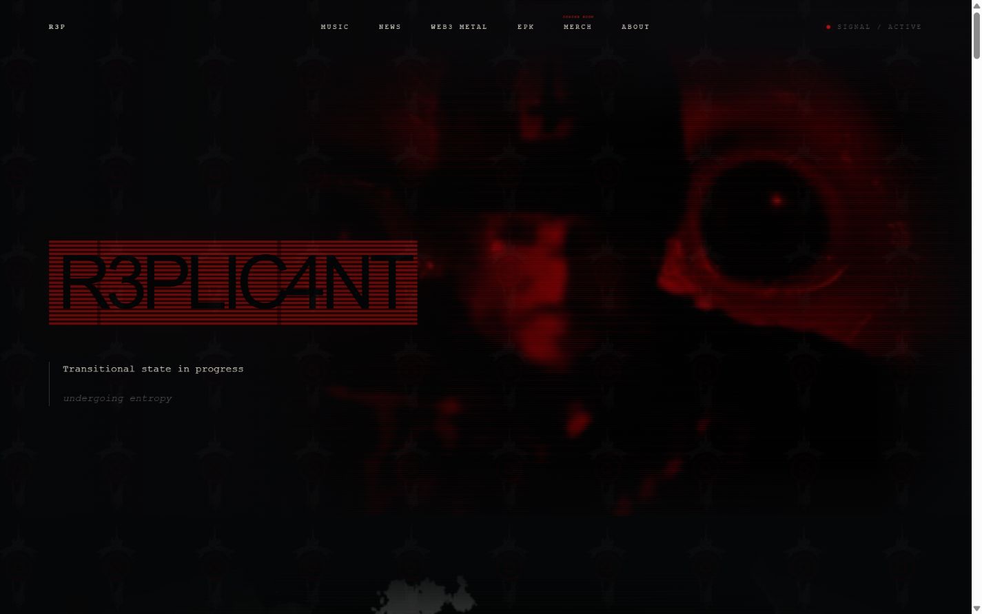 r3plic4nt artist site’s industrial visual world